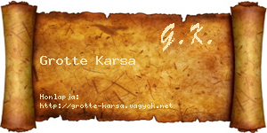 Grotte Karsa névjegykártya